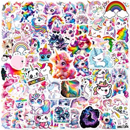 100 Pcs Unicorn Stickers, Cute Rainbow Unicorn Waterproof Aesthetic Vinyl for Helmet, Laptop, Phone, Water Bottle, Luggage, Kids Teens Boys Girls