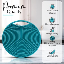 Scrubbi Buddi - Silicone Body Scrubber, Exfoliating Loofah with Handle, Body Brush, Gentle Body Scrubber, Scrubber for Sensitive Skin, Travel Body Scrub, Silicone Scrub Pet Friendly (Brown)