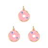 LiQunSweet 5 Pcs Pink Doughnut Enamelled Charm Brass Enamel Charms