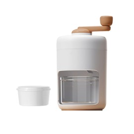 HEVOY Portable Ice Shaver, Hand Crank Snow Cone Machine, Household Small Ice Maker Crusher, Manual Shaved Ice Machine with 1 Reusable Plastic Ice Mold Cups for Making Snowcones Ice Cream (White)