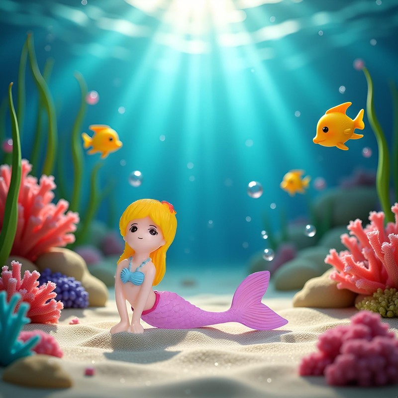 Zcccc Pink Mermaid Figurine Aquarium Ornament, Plastic Fish Tank Decor,