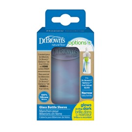 Dr. Brown's Options+ Narrow Glass Bottle Sleeve, 100% Silicone, Glow-in-the-Dark, BPA-Free, 4 oz, 1-Pack