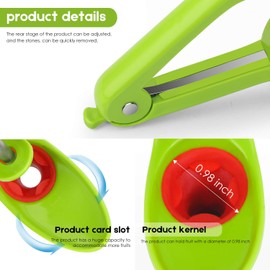 ZesNice Cherry Pitter, Cherry Stoner Pitter Cherry Corer, Portable Cherry Pitter Tool Kitchen aid with Space-Saving Lock Design - Green
