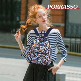 PORRASSO Women's Backpack Fashion Daypack Girls School Bag Women Lightweight Backpacks Nylon Bag for School Work Travel, thorns, Rucksack