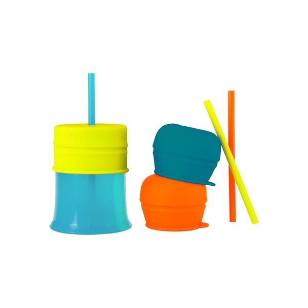 Boon Snug Straw With Cup Blue/Orange/Green