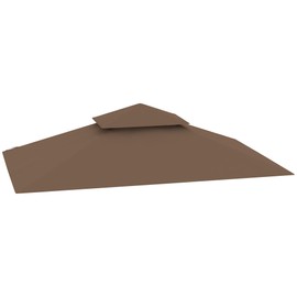 Outsunny Grill Gazebo Canopy Replacement Roof, UPF50+ Protected, 5' x 8' Outdoor BBQ Canopy Replacement Cover, Double Tiered Grill Canopy Replacement Cover, TOP COVER ONLY, Brown