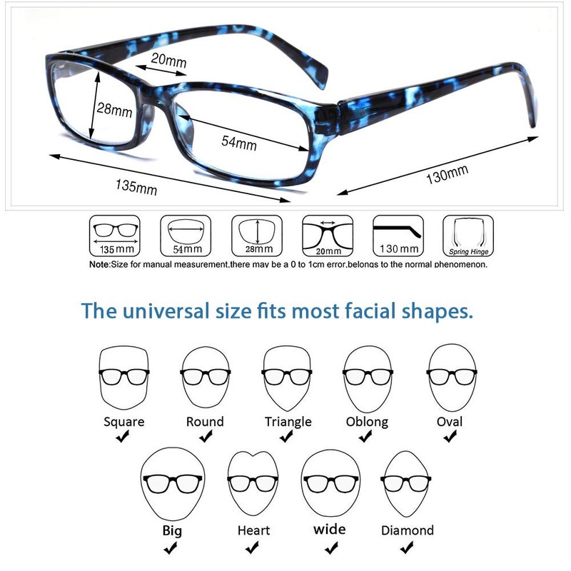 Henotin 5-Pack Reading Glasses Blue Light Blocking Anti Eyestrain Computer