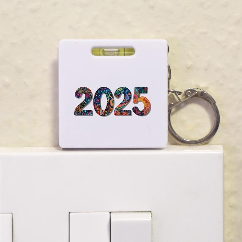 'Colourful 2025' Keyring Tape Measure/Spirit Level Tool (KM00041746)