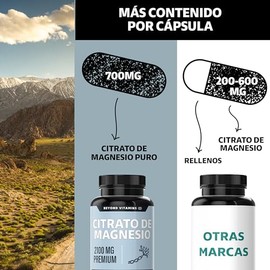 Beyond Vitamins | Citrato de Magnesio 2100mg | Citrato de Magnesio sin rellenos | Suplemento alimenticio de Magnesium Citrate | 60 caps