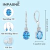 Inpasne Oval Aquamarine Dangle Drop Earrings for Women 925 Sterling