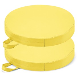 Sawysine 2 Pcs 14 Inch Floor Cushions with Handle, Flexible Round Floor Seating Pillows for Home School Classroom Kindergarten Daycare Nursery, 2 Inch Thick (Yellow)