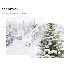 Allenjoy 8x8ft Fabric Christmas Eve Winter Snowy Backdrop Party Supplies for Xmas New Year Decorations Children 1st First Birthday Baby Shower Photo Booth Shoot Studio Portrait Prop Photoshoot Favors