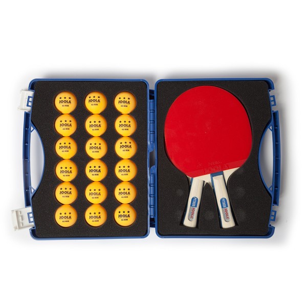 JOOLA Tour Competition Carrying Case - Ping Pong Paddle Set Includes 2 ITTF APPROVED Python Table Tennis Paddles & 18 40mm 3 Star Tournament Ping Pong Balls - High Density Case with EVA Foam Lining