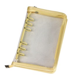 MultiBey A6 Binder 6 Ring Binder Cover Clear PVC Notebook Shell with Zipper, Sparkling Budget Binder for Cash Budget System, Journaling, Planner (8.2'' x 5.5'', Yellow)