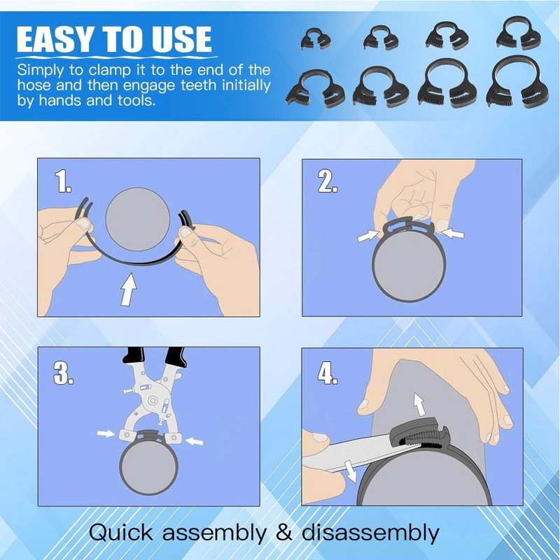 Glarks 121Pcs 8 Size Heavy Duty Black Double Gripping Nylon