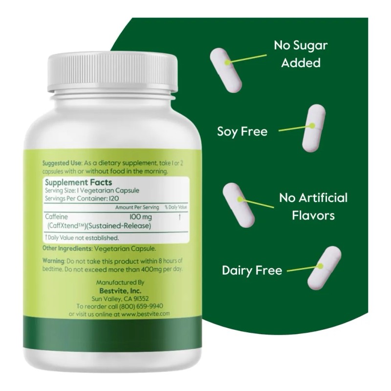 Bestvite Cafena 100mg Sr 120 Cpsulas Vegetarianas