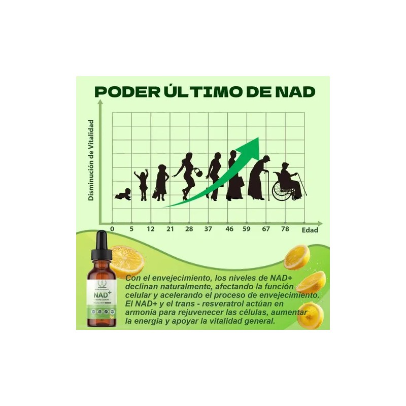 Nad+ Gotas Nr Nicotinamida Ribosa Antioxidante Mujer Hombre Sabor Limón