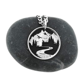 Trail Necklace, Mountain Hiking Jewelry, Engraved Hand Cut Coin, By NameCoins