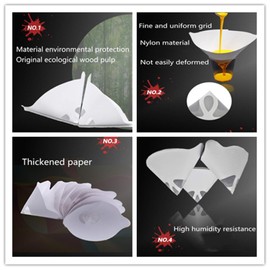 100PCS of Paper Paint Strainers with 100 μm Filter Tips and 1 PCS Stretch Silicone Funnel, Filter Tip Cone Shaped Nylon Mesh Funnel W/Hooks&paint resin filter
