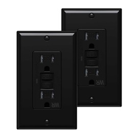 [2 Pack] WEBANG Self-Test GFCI Outlets, Tamper-Resistant and Weather-Resistant, GFCI Receptacle with LED Indicator, Decorative Wall Plates and Screws Included, 15 Amp/125 Volt, UL Listed, Black