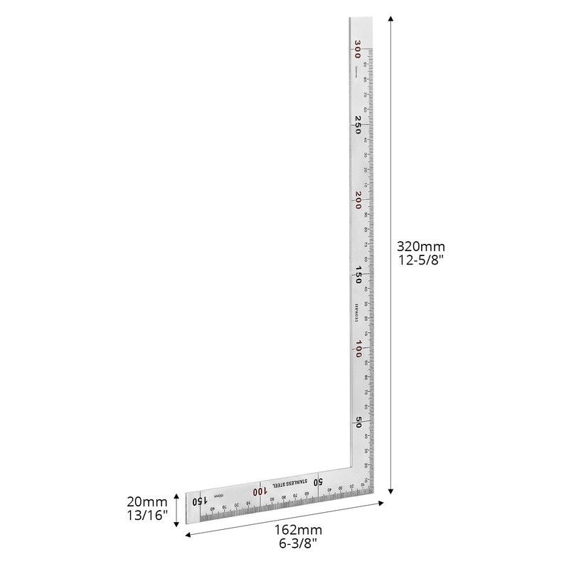 QWORK® Stainless Steel L Shape Square Ruler, 150 x 300