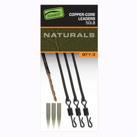 Fox Edges Naturals Copper-Core Leaders x3-3 Carp Leader with Lead Clip Carp Leader