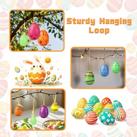 NTGFU East er Plastic Egg Decorations-36PCS Easter Fillable Hanging Eggs for Trees Large Colorful Plastic Eggshell Bulk with Hinge for Easter egg Hunt Filling Treats Easter Basket Stuffers Party Favor