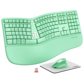 MEETION Ergonomic Keyboard Mouse Combo, Split Design Vertical Mouse Green
