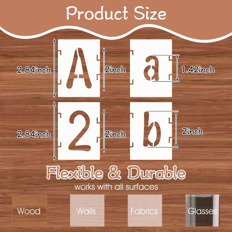 Mabor 2 Inch Letter Stencils for Painting - 66 Pcs