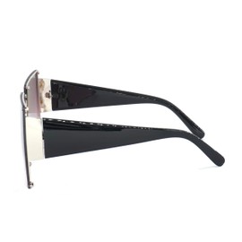 Armear Women Oversized Square Shield Sunglasses Vintage Flat Top Gradient Lens Glasses UV400 Grey