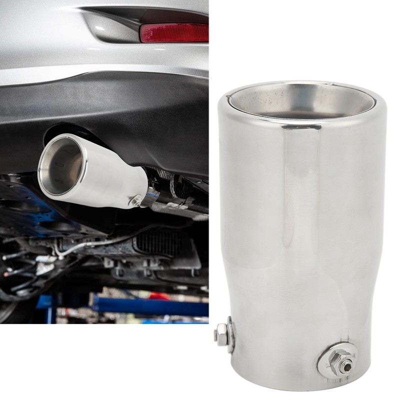 Exhaust Muffler 76mm/2.99in Mirror Polishing Stainless Steel Rear Muffler Exhaust