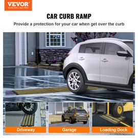 VEVOR Rubber Curb Ramp for Driveway 3 Pack, 15T Heavy Duty Sidewalk Curb Ramp, 2.6" Rise Height Cable Cover Curbside Bridge Ramp for Garage for Low Cars, Wheelchairs