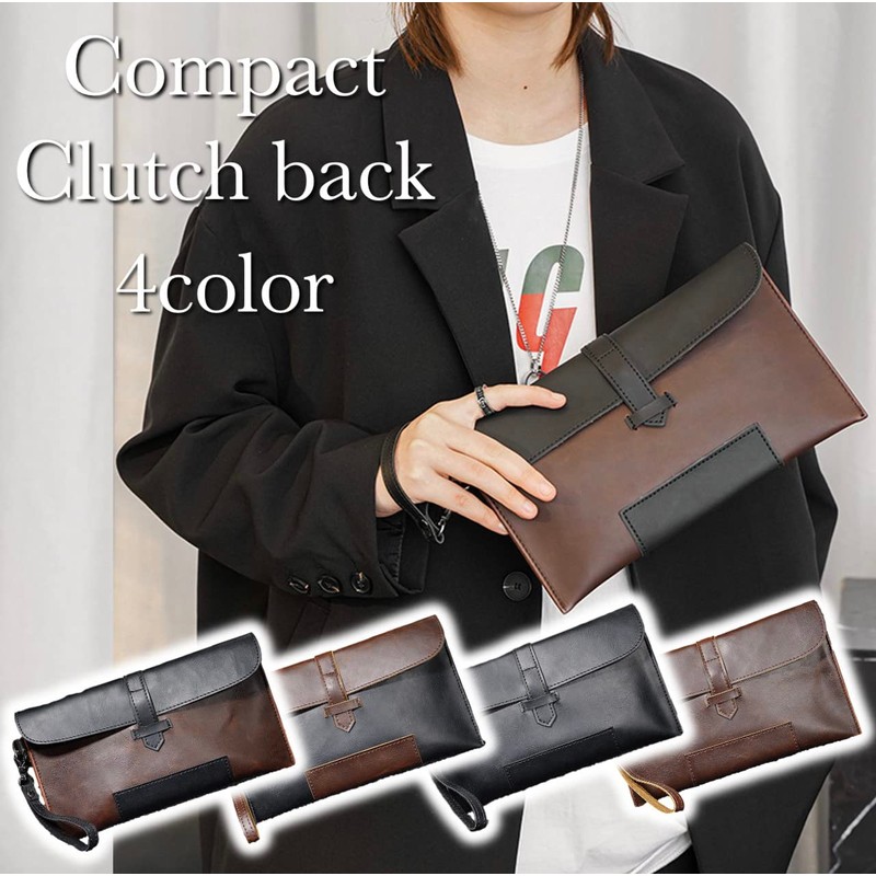 R and Kang Clutch Bag, Second Bag, PU Leather, Small,