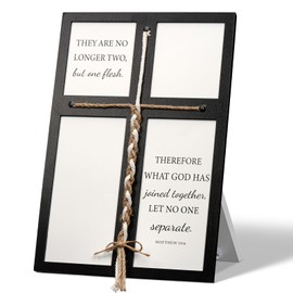 Yousoontic a Cord of Three Strands Wedding Ceremony Sign 10 x 15 Inches Unity Rope Cross Sign Braided for Wedding Unity Ceremony Ideas Christian Marriage Gifts Decor for Couple Wood Frame