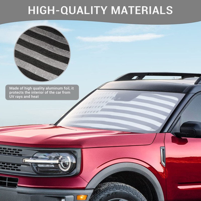 PDKLIN for Bronco Sport Windshield Sun Shade American Flag for