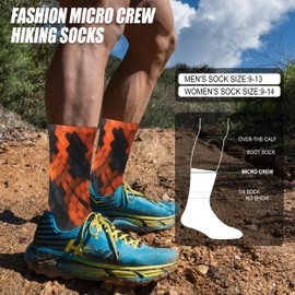 HUSO Funky Socks for Men, Womens Running Socks Fun Socks Athletic Cycling Socks 2 Pairs (Multicolored, L/XL)