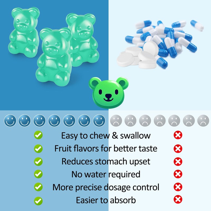 Magnesium Glycinate Gummies 2 Bottles, Sugar-Free for Adults & Kids,