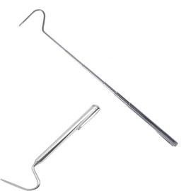 LALOCAPEYO 1 Pcs Stainless Steel Snake Catcher Telescopic Reptile Capture Hook Foldable Reptile Handling Tool Gripper Control Hook (Silvery)