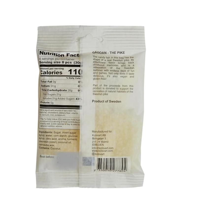 KOLSVART Swedish Candy, Torsken Shaped, Classic Scandinavian Gummy, Vegan, Gluten