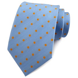 Secdtie - Corbata de seda con lunares para hombre, tela jacquard para bodas, fiestas, negocios, Blue (Orange Dot), Talla única