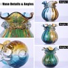oliruim Hand Blown Glass Vase, Modern Blue Brown Blown Round