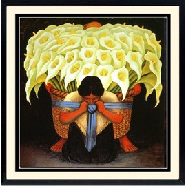 Diego Rivera Art Poster Custom Framed Flower Seller Calla Lilies 28x28 Inches
