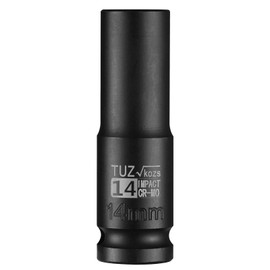 TUZkozs 1/2-Inch Drive 14mm Deep Impact Socket with 6-Point Design, Heat-Treated Chrome Molybdenum Alloy Steel, Metric，Hex Deep Socket