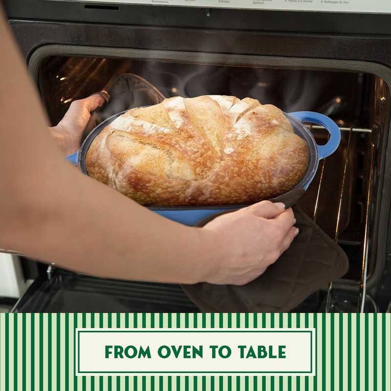 Enameled Cast Iron Bread Oven 2 Qt (Blue), Non-Stick Single