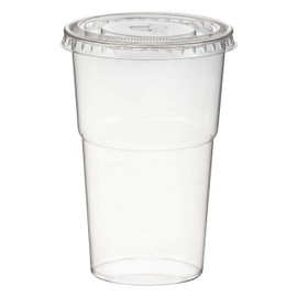 VEPATIM Smoothie Cups with Lid with Slot 200 ml Diameter 78 mm PET Crystal Clear Pack of 50