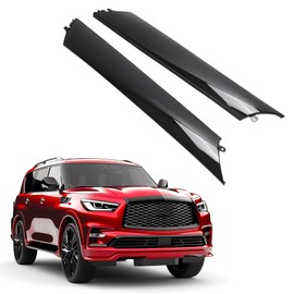 HECASA A Pillar Molding Cover Compatible with 2011-2013 Infiniti QX56 2014-2023 QX80 2017-2023 Nissan Armada Front Windshield Trim Panel Replacement for 76836-6JR0A 76837-6JR0A Plastic Left + Right