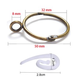 Curtain Rings and Hooks, 20pcs 32mm Internal Diameter Brass Curtain Ring Metal & with Curtain Hooks, Antique bronze Loose Leaf Ring - Easy to Open/Close, for Hanging Rings Curtains and Pole(Brass)