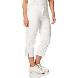 PGA TOUR Women's Tech Capri Golf Pants with Comfort Stretch Waistband (Size 2-18 Plus), Bright White, 8