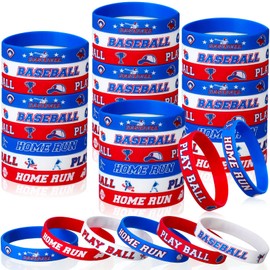 Capoda 36 Pieces Baseball Motivational Silicone Wristband, Baseball Party Decorations for Themed Party Bracelets Jewelry Sports Gifts Supplies over 6 Years