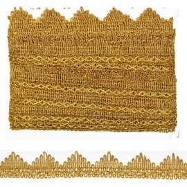 Tibaoffy Long 14 Yard Wide 35mm/1.37inch Gold lace Trim Decorated Gimp Trim Craft Ribbon for Wedding Performance Costumes or DIY Craft Sewing Fabric, Crafts and Sewing (Gold)